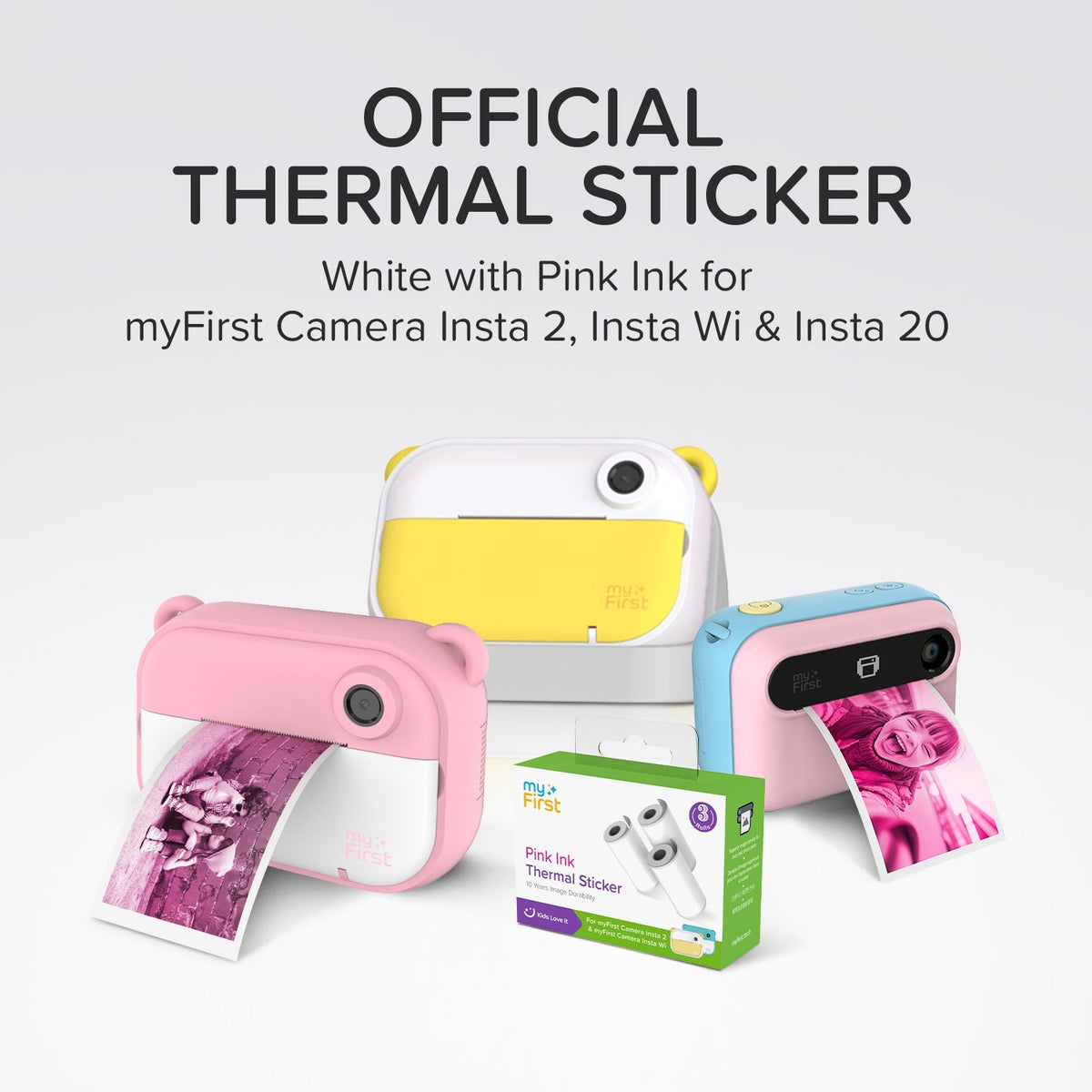 Thermal Sticker White with Pink Ink for myFirst Camera Insta 2/Insta W ...
