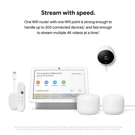 Google Nest Wifi Home Mesh Wi-Fi System 3pk (Base Router + 2 x Wifi Extender Points) - The Technology Store