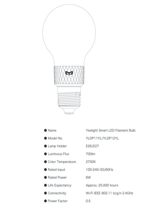 Yeelight Smart LED Filament Bulb (White) - The Technology Store